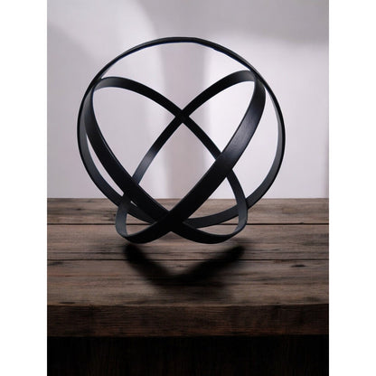 Black Gold Armillary Orb 8" Metal Geometric Sculpture