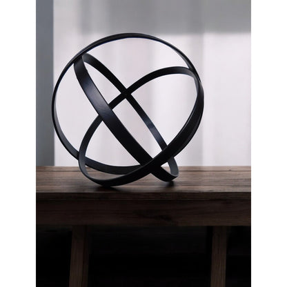 Black Gold Armillary Orb 8" Metal Geometric Sculpture