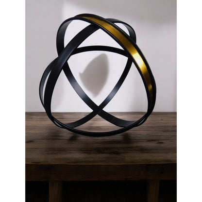 Black Gold Armillary Orb 8" Metal Geometric Sculpture