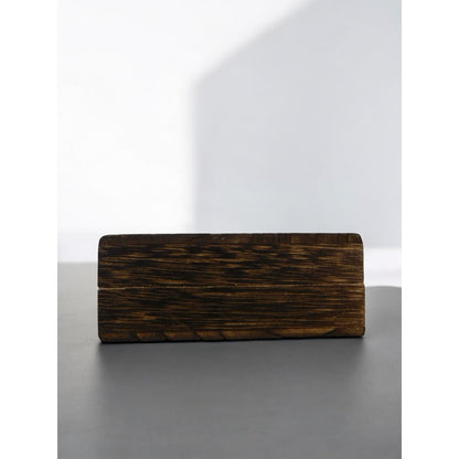 Rustic Wooden Trinket Jewelry Box Vikings Carved Lid Hinged Brass Latch Square