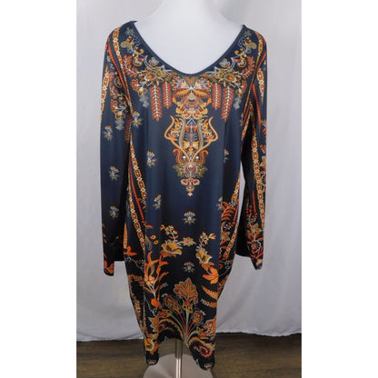 Baroque Boho Witch Paisley Print Long Sleeve Dress XL