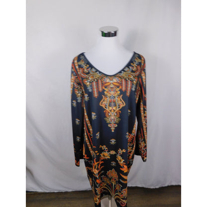 Baroque Boho Witch Paisley Print Long Sleeve Dress XL