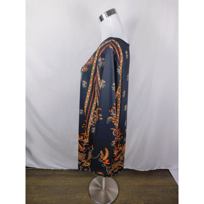 Baroque Boho Witch Paisley Print Long Sleeve Dress XL