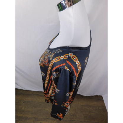 Baroque Boho Witch Paisley Print Long Sleeve Dress XL