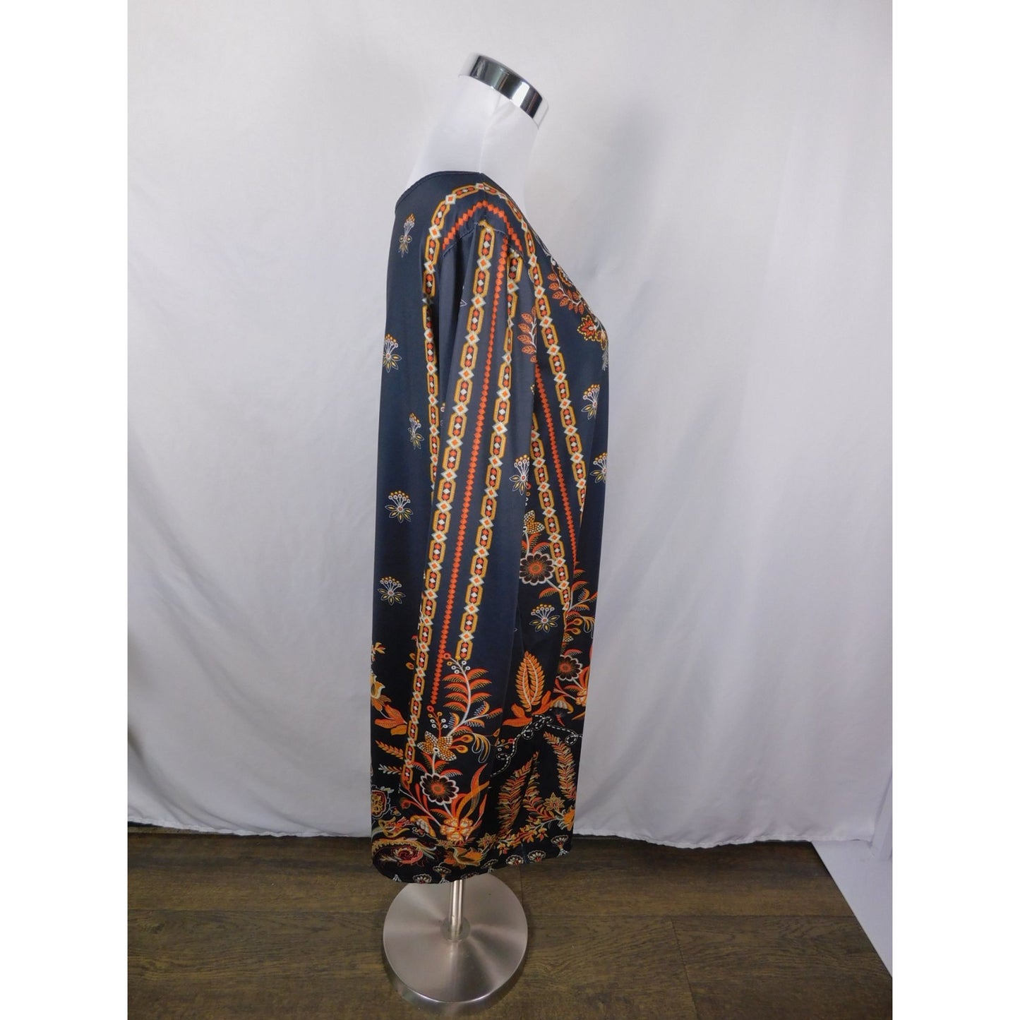 Baroque Boho Witch Paisley Print Long Sleeve Dress XL