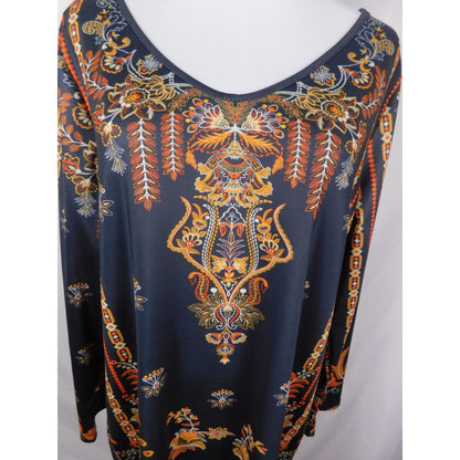 Baroque Boho Witch Paisley Print Long Sleeve Dress XL