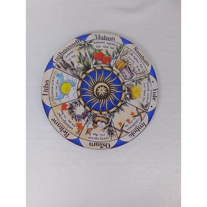 Wheel Of The Year Wicca Pagan Sabbat Wall Plaque Sun Moon Altar Decor Art