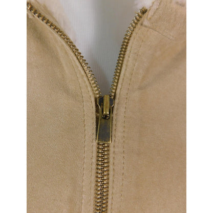 Croft & Barrow Tan Suede Hooded Jacket L Sherpa Lined