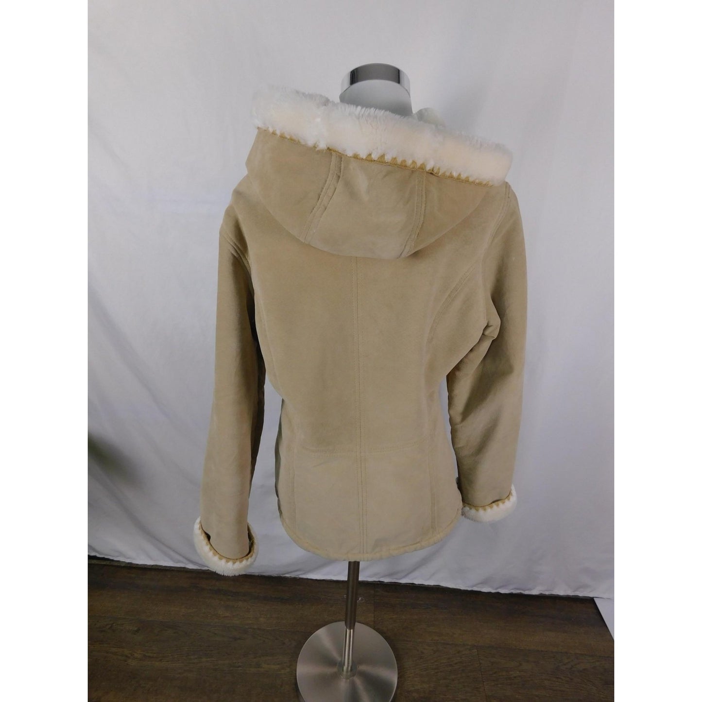 Croft & Barrow Tan Suede Hooded Jacket L Sherpa Lined