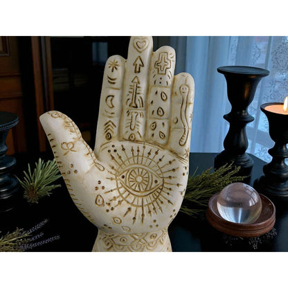 Mystical Witchy Palmistry Hand Statue Palm Reading Boho Psychic Decor 5"