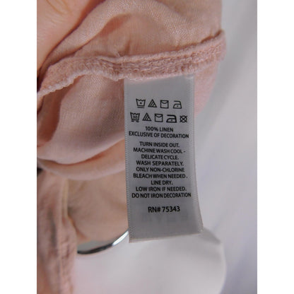 Joie Linen Peasant Blouse Womens XS Pink Embroidered Boho Tassel Tie Woven Top