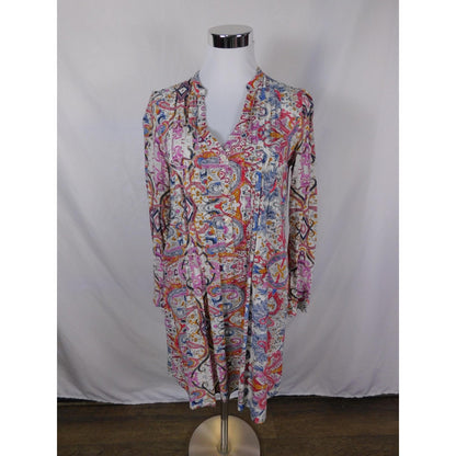 11-1 Tylho Multicolor Paisley Tunic Dress XS - Long Sleeve Boho - Excellent