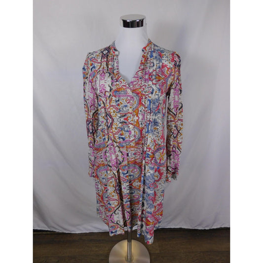 11-1 Tylho Multicolor Paisley Tunic Dress XS - Long Sleeve Boho - Excellent
