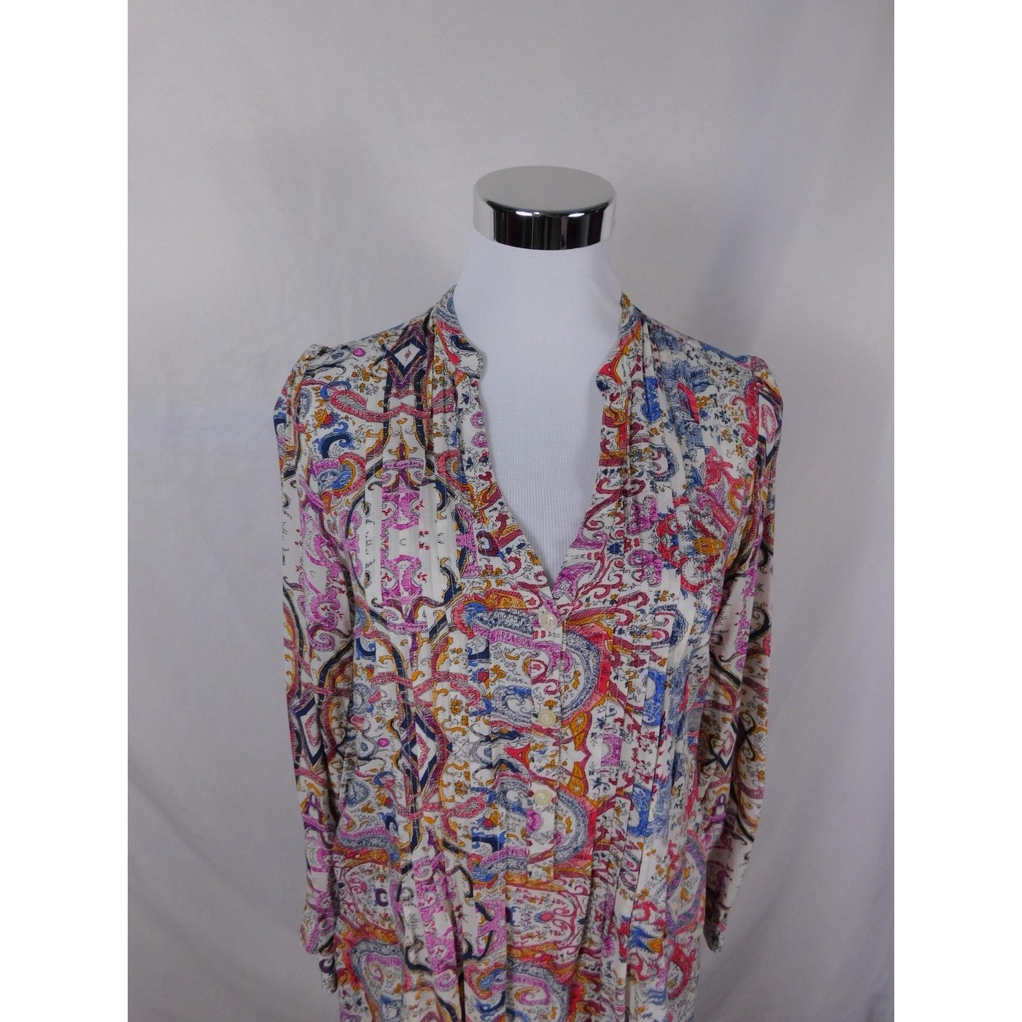 11-1 Tylho Multicolor Paisley Tunic Dress XS - Long Sleeve Boho - Excellent