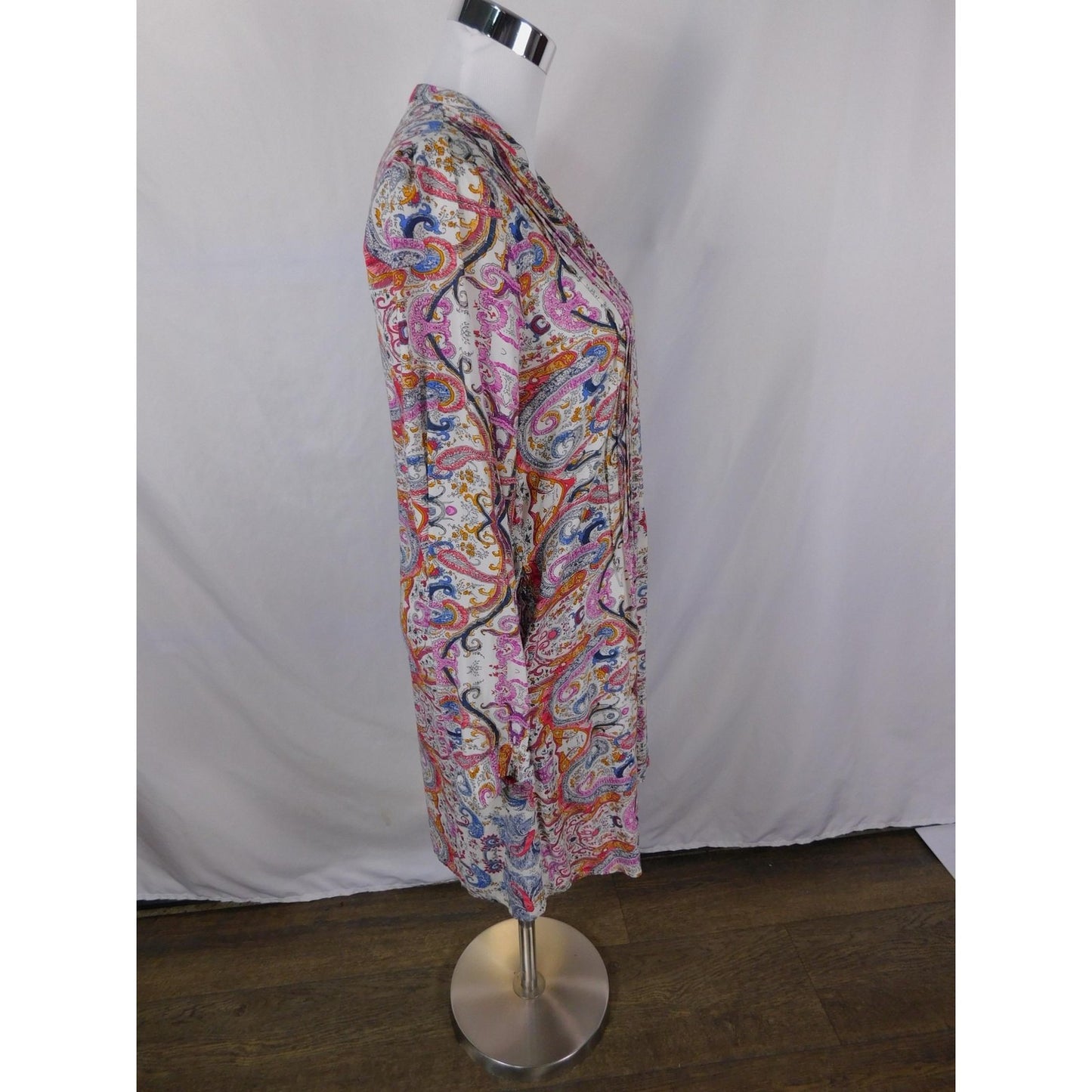 11-1 Tylho Multicolor Paisley Tunic Dress XS - Long Sleeve Boho - Excellent