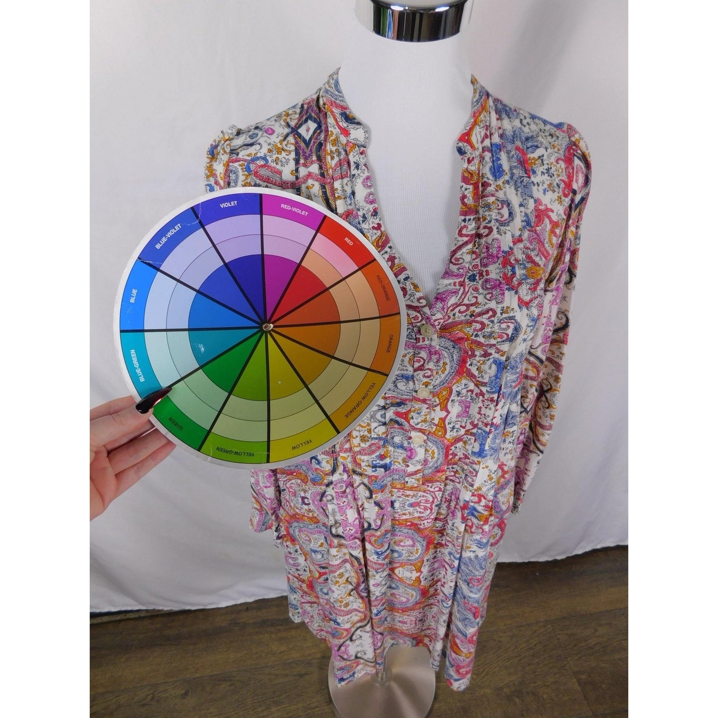 11-1 Tylho Multicolor Paisley Tunic Dress XS - Long Sleeve Boho - Excellent