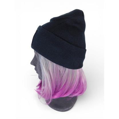 Crescent Moon Beanie Hat Womens One Size Black Satin Lined Knit Warm Winter