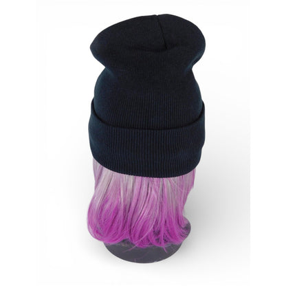 Crescent Moon Beanie Hat Womens One Size Black Satin Lined Knit Warm Winter