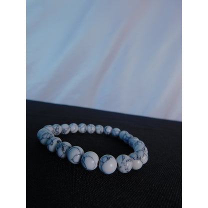 Howlite Gemstone Bead Bracelet Calming Healing Focus Stretch Unisex Jewelry Gift