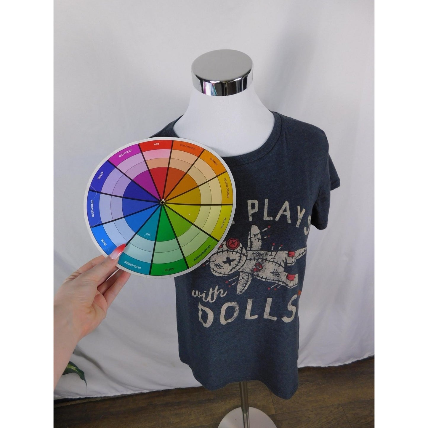 Crazy Dog T-Shirts Shirt Womens Medium Gray Still Plays With Dolls Voodoo Tee