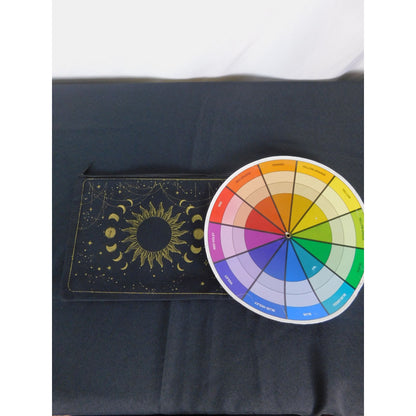 Celestial Canvas Zipper Pouch 9" x 7" Sun & Moon Design Black & Gold