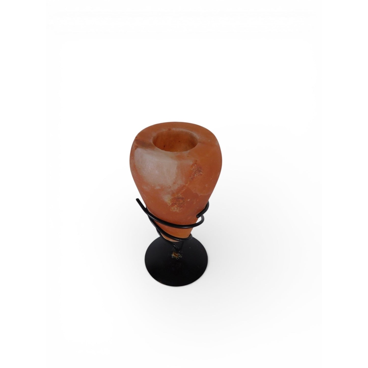 Himalayan Salt Cone Candle Holder Black Metal Stand Tealight Decor 2lbs 14ozs
