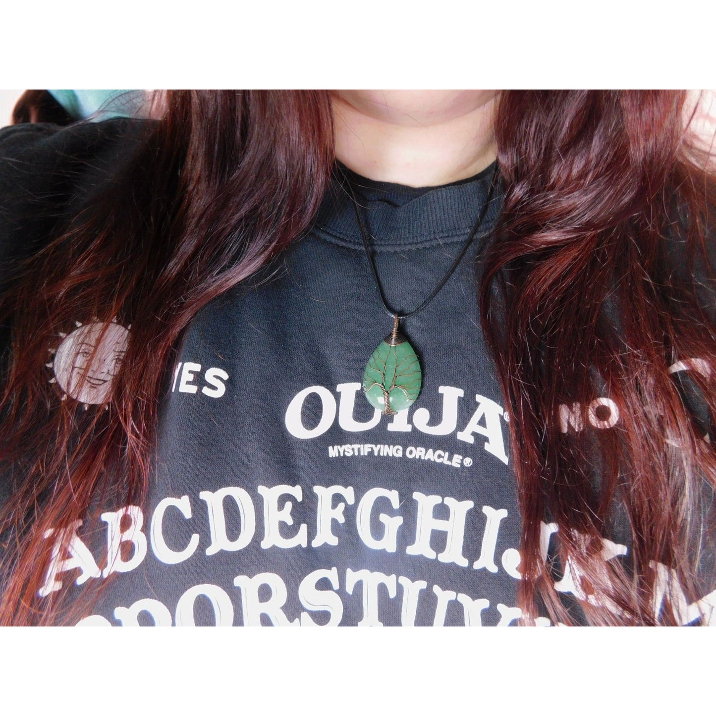 Green Aventurine Tree of Life Pendant Necklace Healing Crystal Jewelry 18" Cord