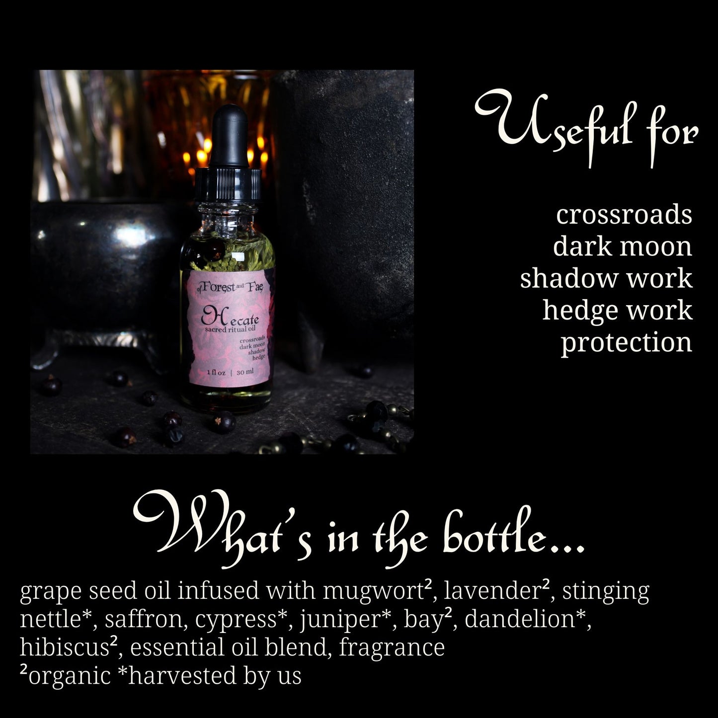 Hecate Ritual Oil 1oz Glass - Crossroads & Protection