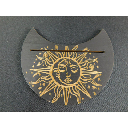 Black & Gold Tarot Card Holder – Sun & Moon Wood Set – New