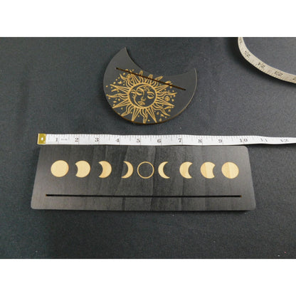 Black & Gold Tarot Card Holder – Sun & Moon Wood Set – New