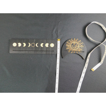 Black & Gold Tarot Card Holder – Sun & Moon Wood Set – New