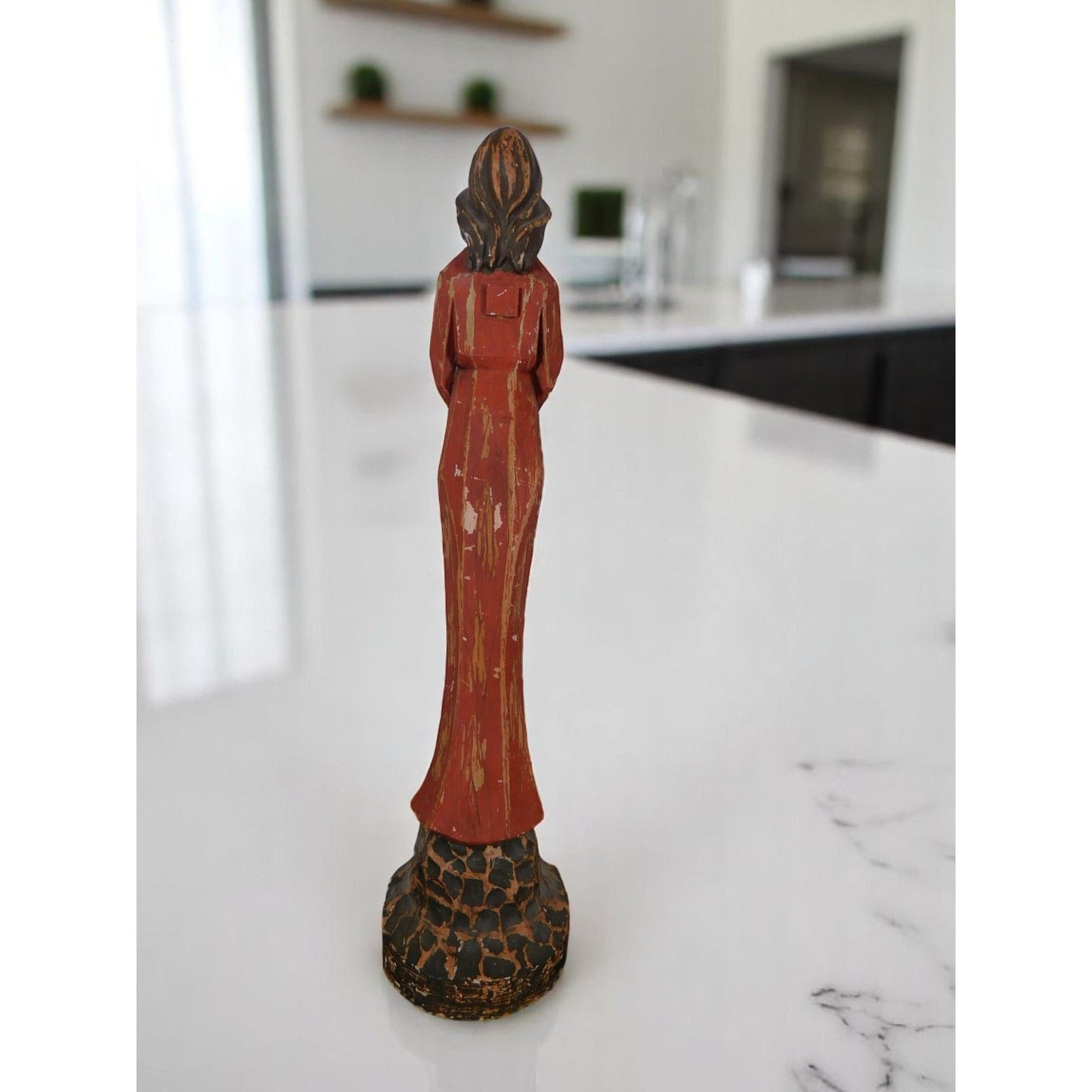 Vintage Hand Carved Madonna Statue 15" Wood - Excellent - Witchcore Christian