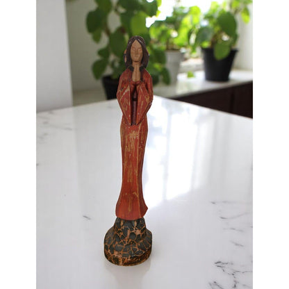 Vintage Hand Carved Madonna Statue 15" Wood - Excellent - Witchcore Christian