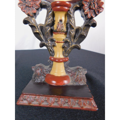 Ornate Convex Lady Mirror 11" Floral Resin Tabletop