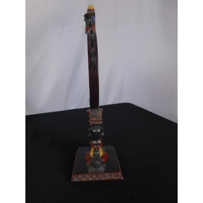 Ornate Convex Lady Mirror 11" Floral Resin Tabletop