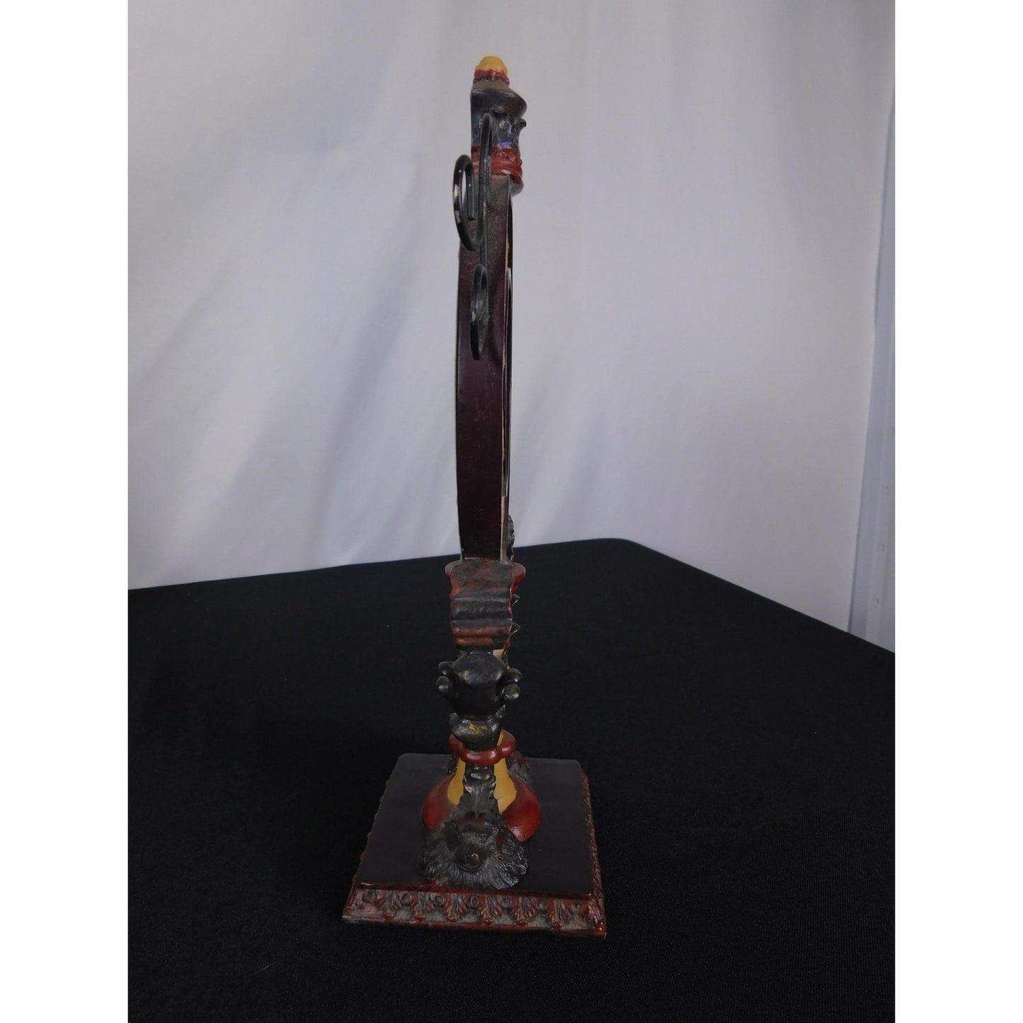 Ornate Convex Lady Mirror 11" Floral Resin Tabletop