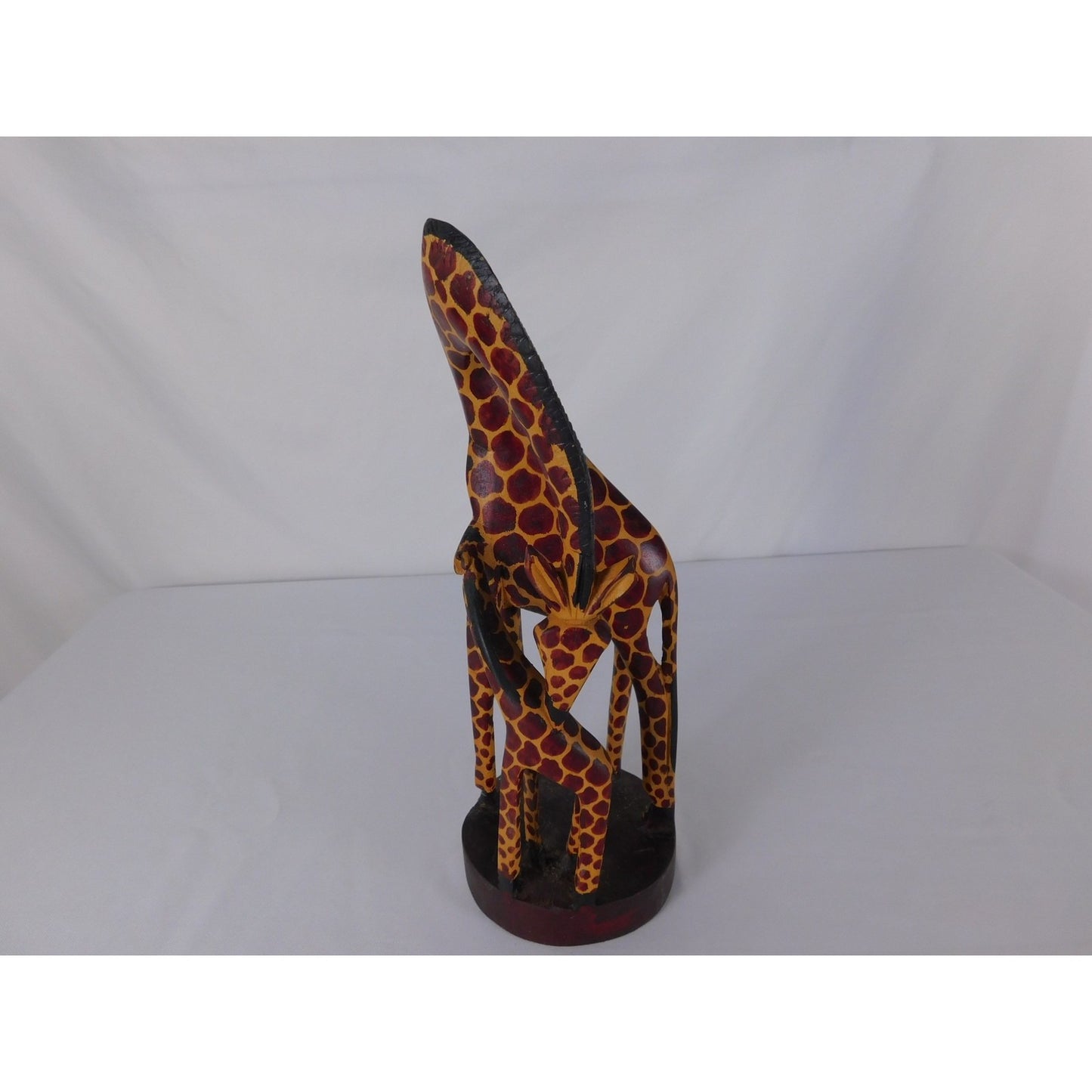 Brown Hand Carved Wooden Giraffe Figurine African Safari Wildlife Decor