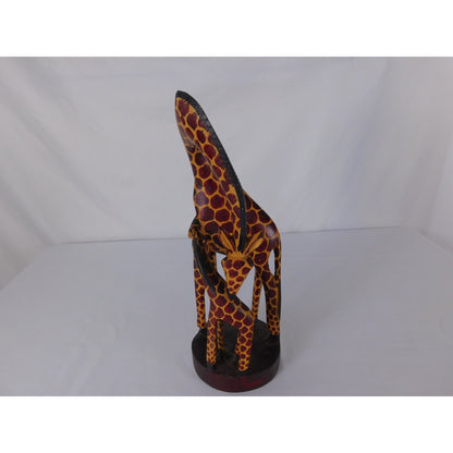 Brown Hand Carved Wooden Giraffe Figurine African Safari Wildlife Decor