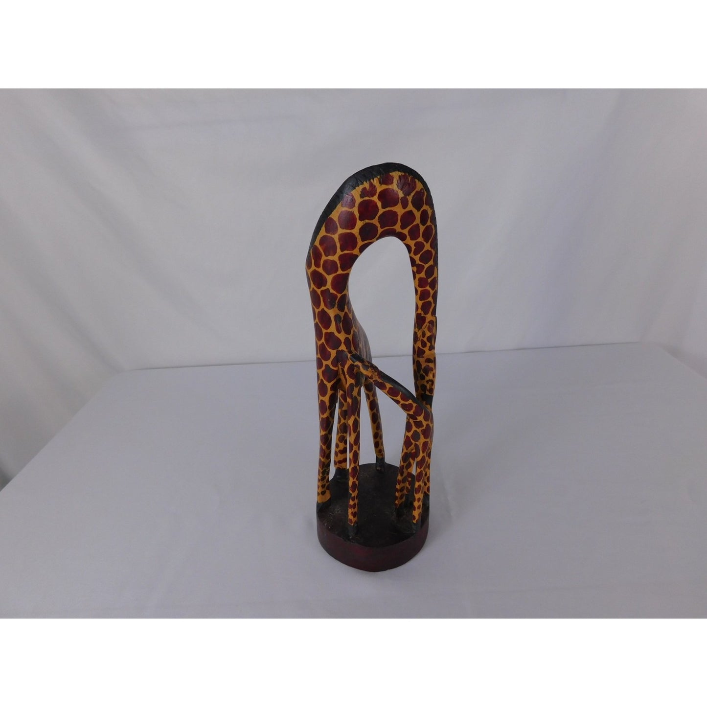 Brown Hand Carved Wooden Giraffe Figurine African Safari Wildlife Decor