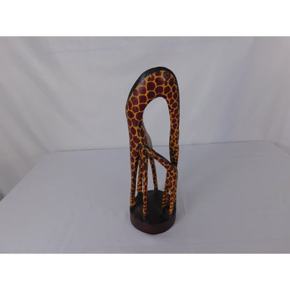 Brown Hand Carved Wooden Giraffe Figurine African Safari Wildlife Decor