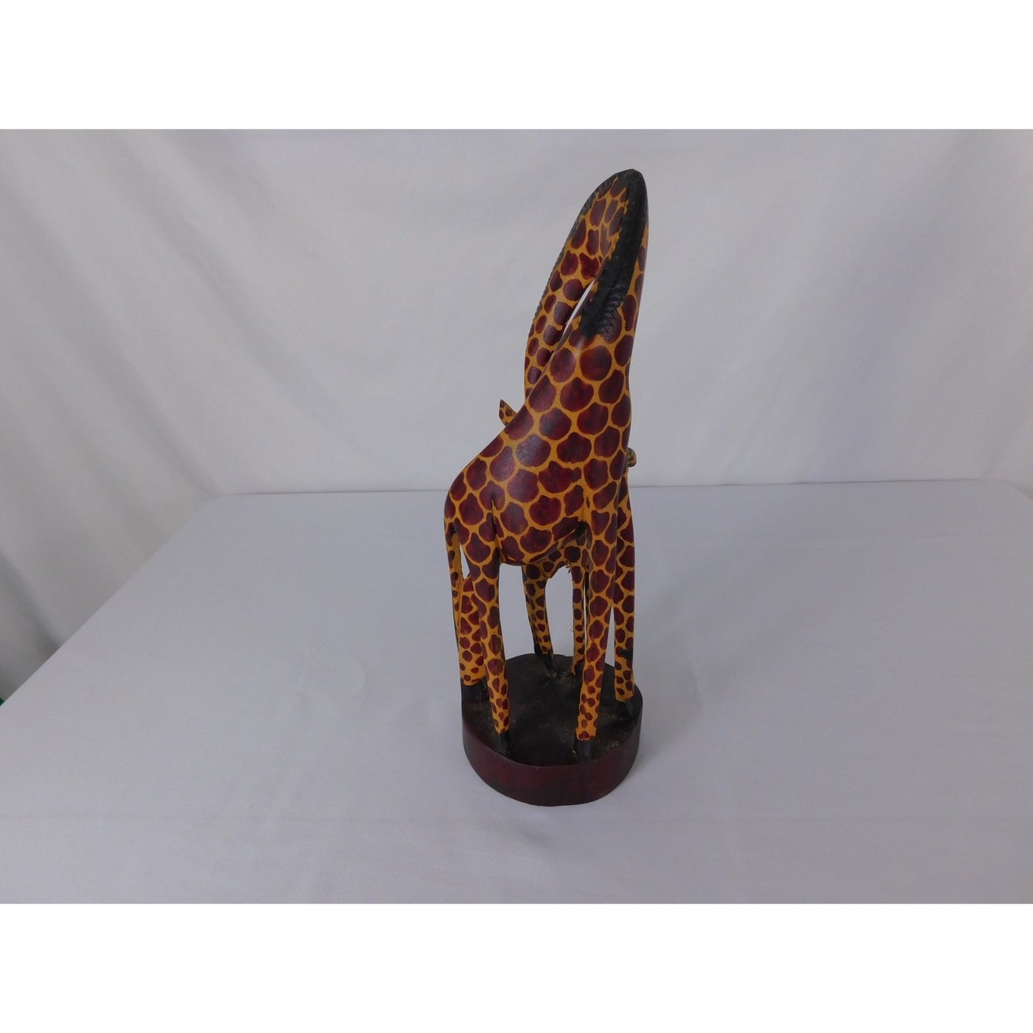 Brown Hand Carved Wooden Giraffe Figurine African Safari Wildlife Decor