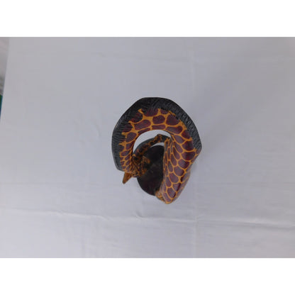 Brown Hand Carved Wooden Giraffe Figurine African Safari Wildlife Decor