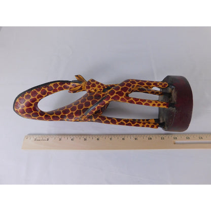 Brown Hand Carved Wooden Giraffe Figurine African Safari Wildlife Decor