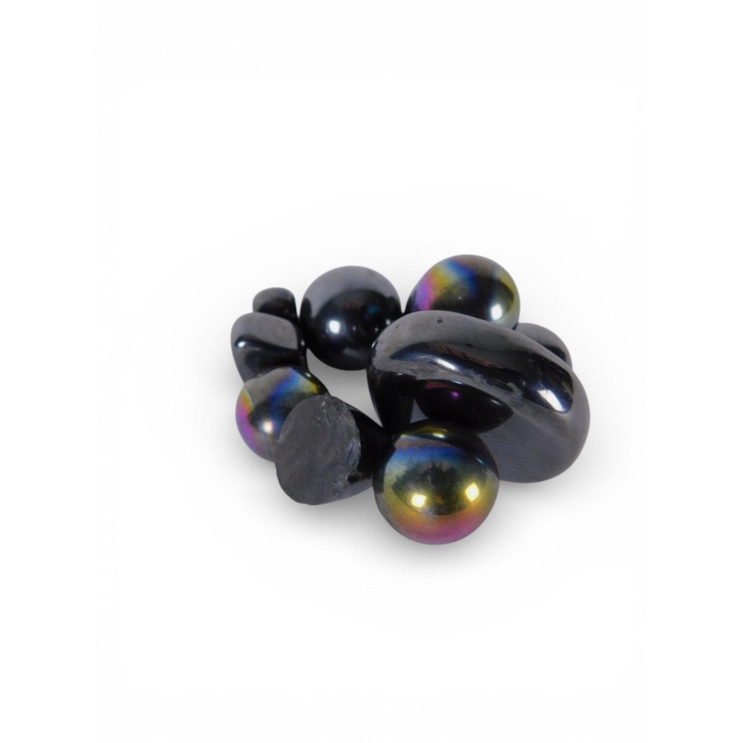 Iridescent Rainbow Hematite Bead Set – Magnetic Finish Jewelry Beads Loose Mix