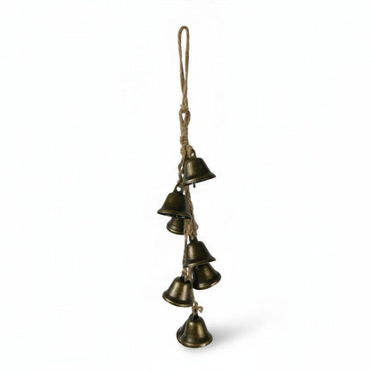 Hanging Witch Bells 7 Brass on Jute 16" - New - Witchcore Folk