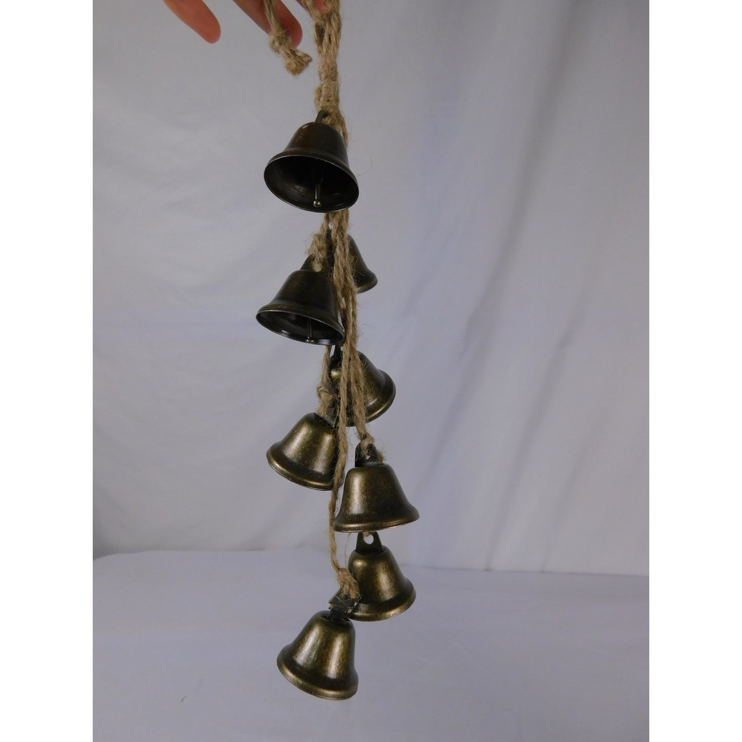 Hanging Witch Bells 7 Brass on Jute 16" - New - Witchcore Folk
