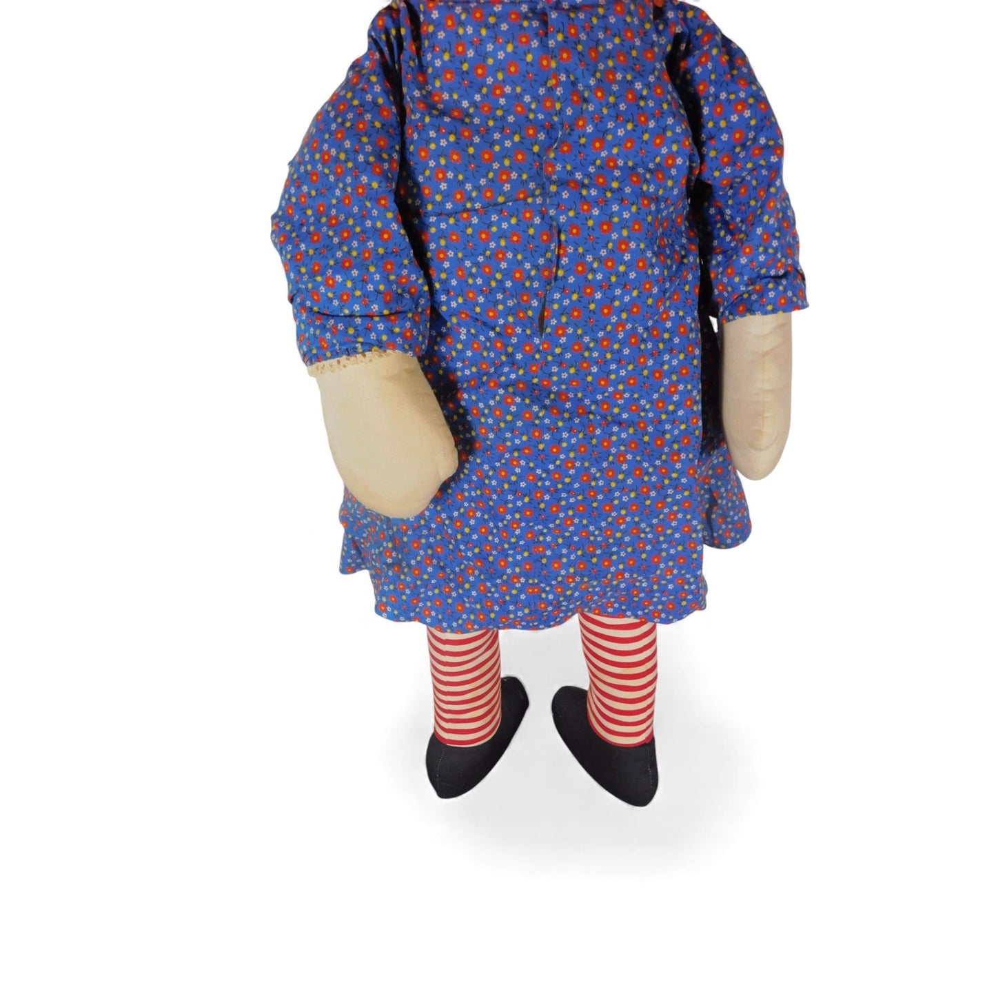 Vintage Large Raggedy Ann Style Cloth Doll 36" - Yarn Hair Poppet - Good